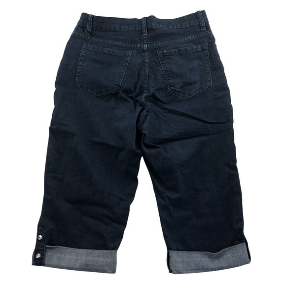 Lee Womens Capri Jeans Size 8 Medium Classic Fit High Rise Blue Denim Cuffed - Picture 2 of 12